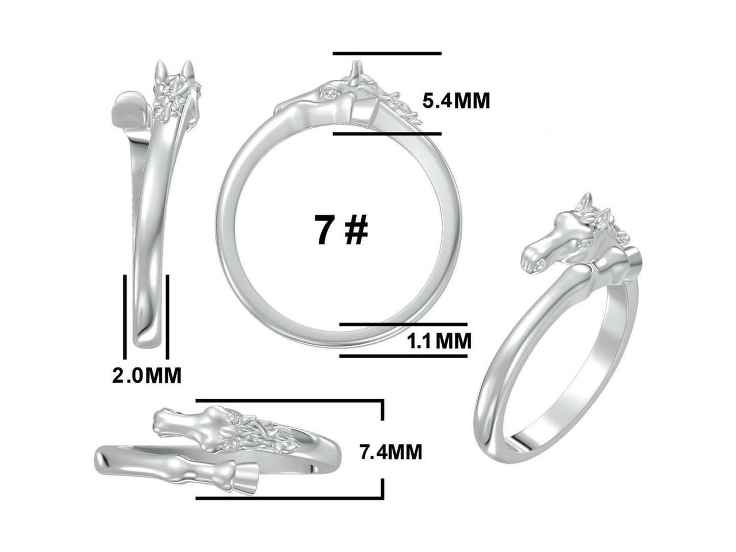 Sterling Silver Adjustable Equine Harmony Ring