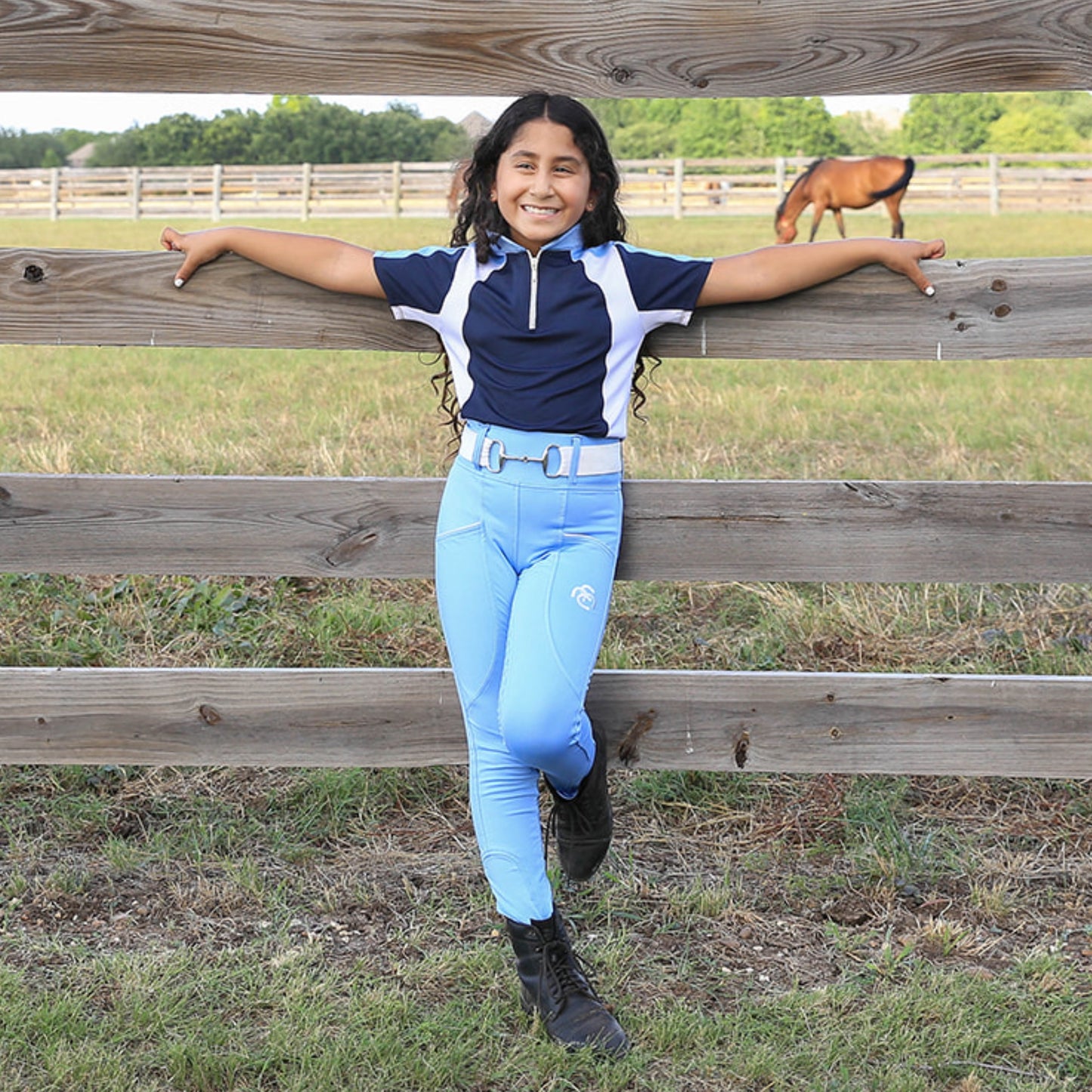 Harmony Riding Breeches - Cotton Candy Blue - Full Seat Silicone (Youth & Women Sizes)