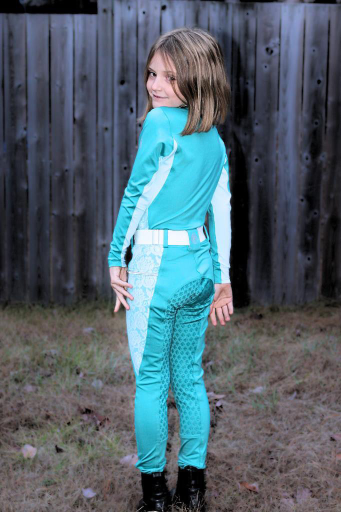 Essence Equestrian Full Seat Breeches - Turquoise (Youth sizes)