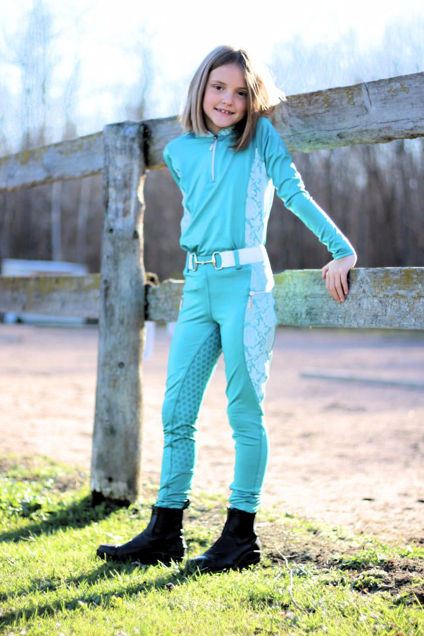 Essence Equestrian Performance Long Sleeved Shirt - Turquoise (Youth Sizes)
