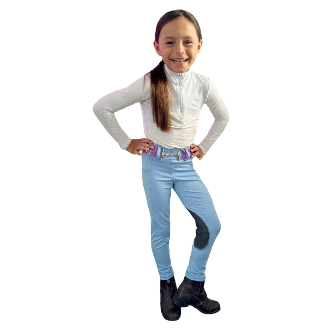 Serene Riding Breeches - Cotton Candy Blue - Knee Patch (Youth sizes)