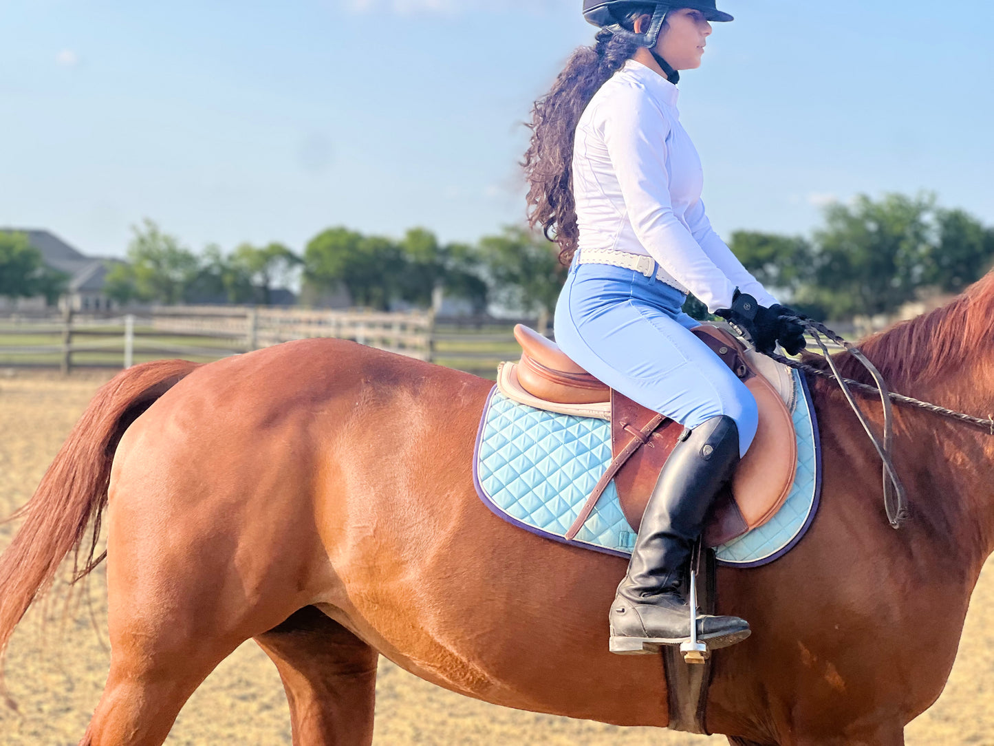 Serene Riding Breeches - Sky Blue - Knee Patch (Women: S, M Girls:XXL)